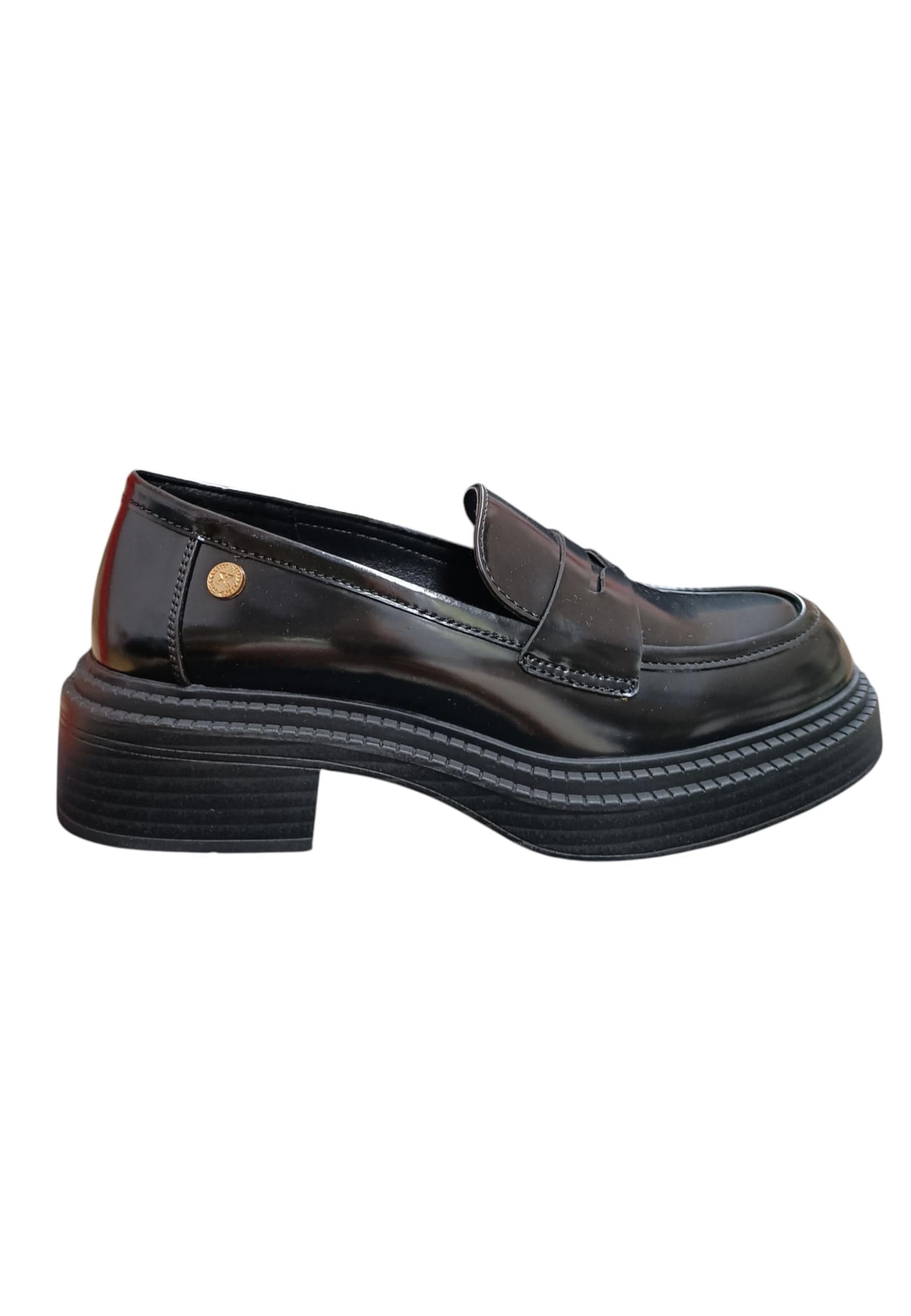 Mocassino college donna XTI Zapato nero pelle elastico comfort style in Ballerine Scarpetteria Gica - Trani, commercioVirtuoso.it
