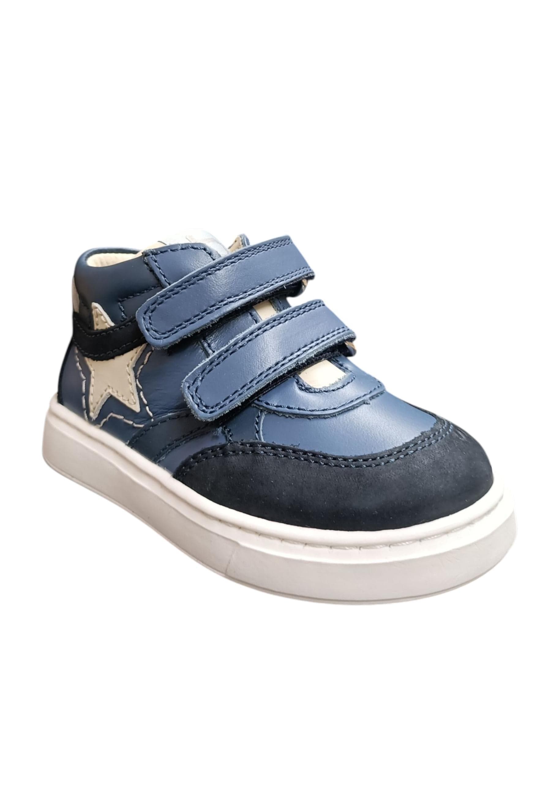 Sneakers primi passi bambino Balducci Cita blu grigio pelle - Stile urbano con velcro in Ballerine Scarpetteria Gica - Trani, commercioVirtuoso.it