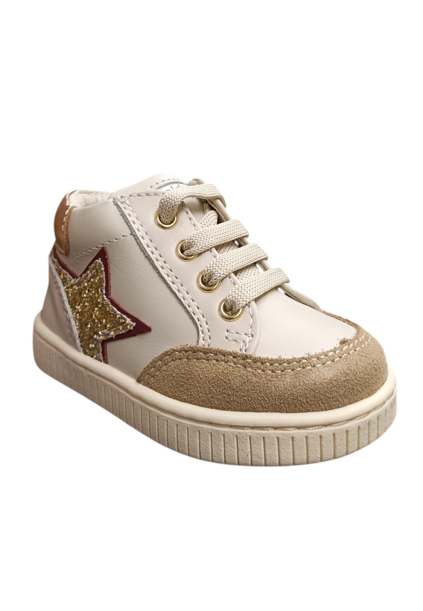 Sneakers primi passi bambina Balducci Cita bianco beige oro pelle - Eleganza luminosa con lacci in Ballerine Scarpetteria Gica - Trani, commercioVirtuoso.it