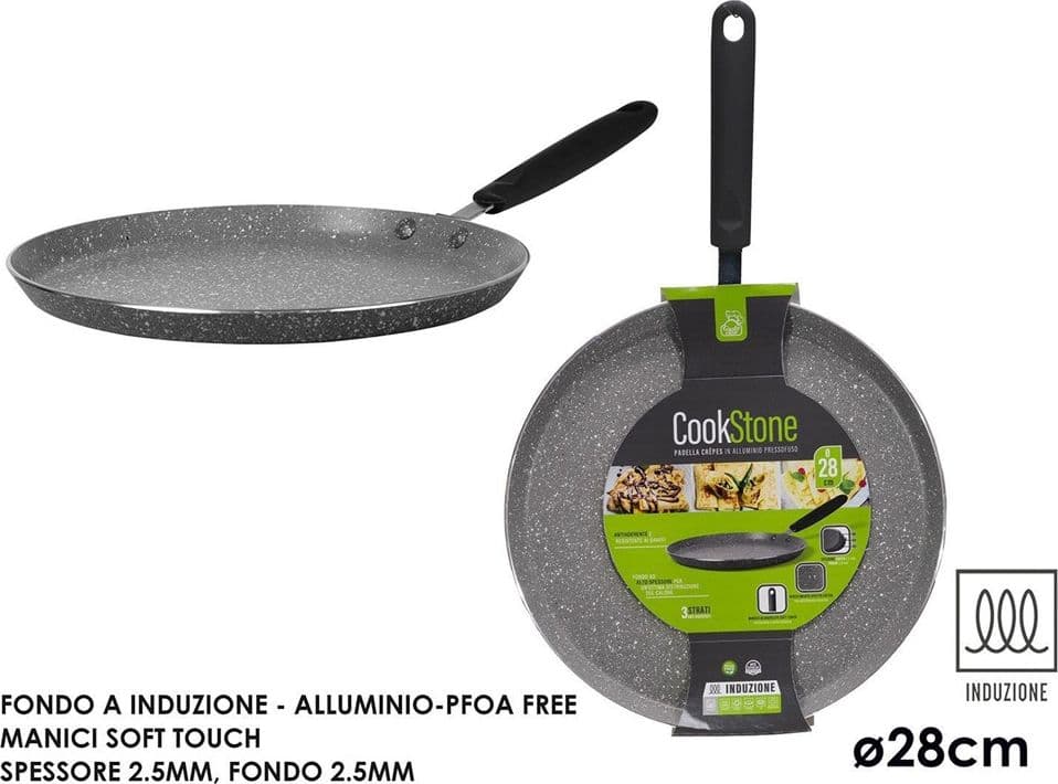 PADELLA CREPES ⌀28CM IN ALLUMINIO PRESSOFUSO ANTIADERENTE EFFETTO PIETRA INDUZIONE - 2