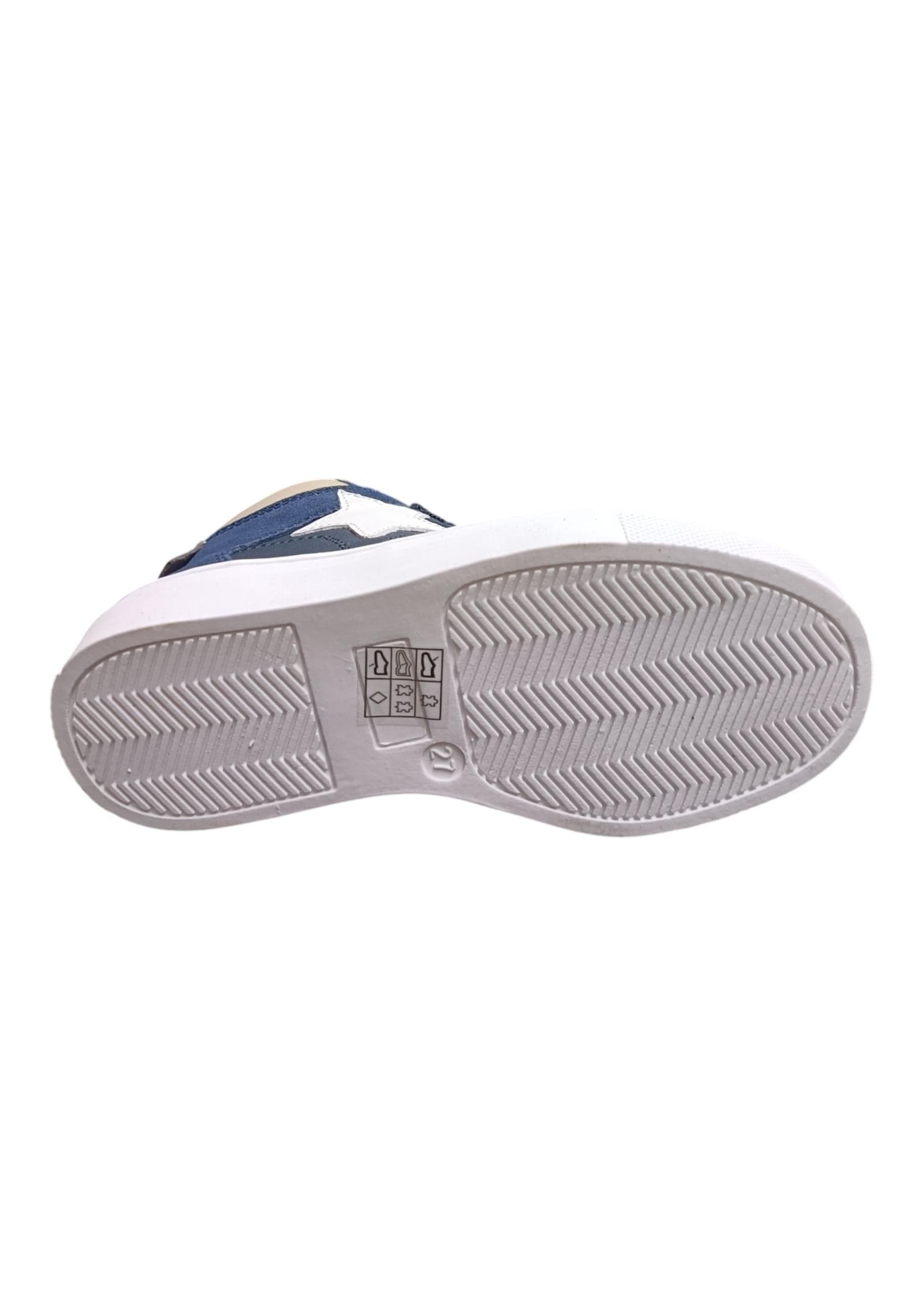 Sneakers bambino Balducci Butter blu bianco beige pelle - Stile dinamico con zip laterale - 5