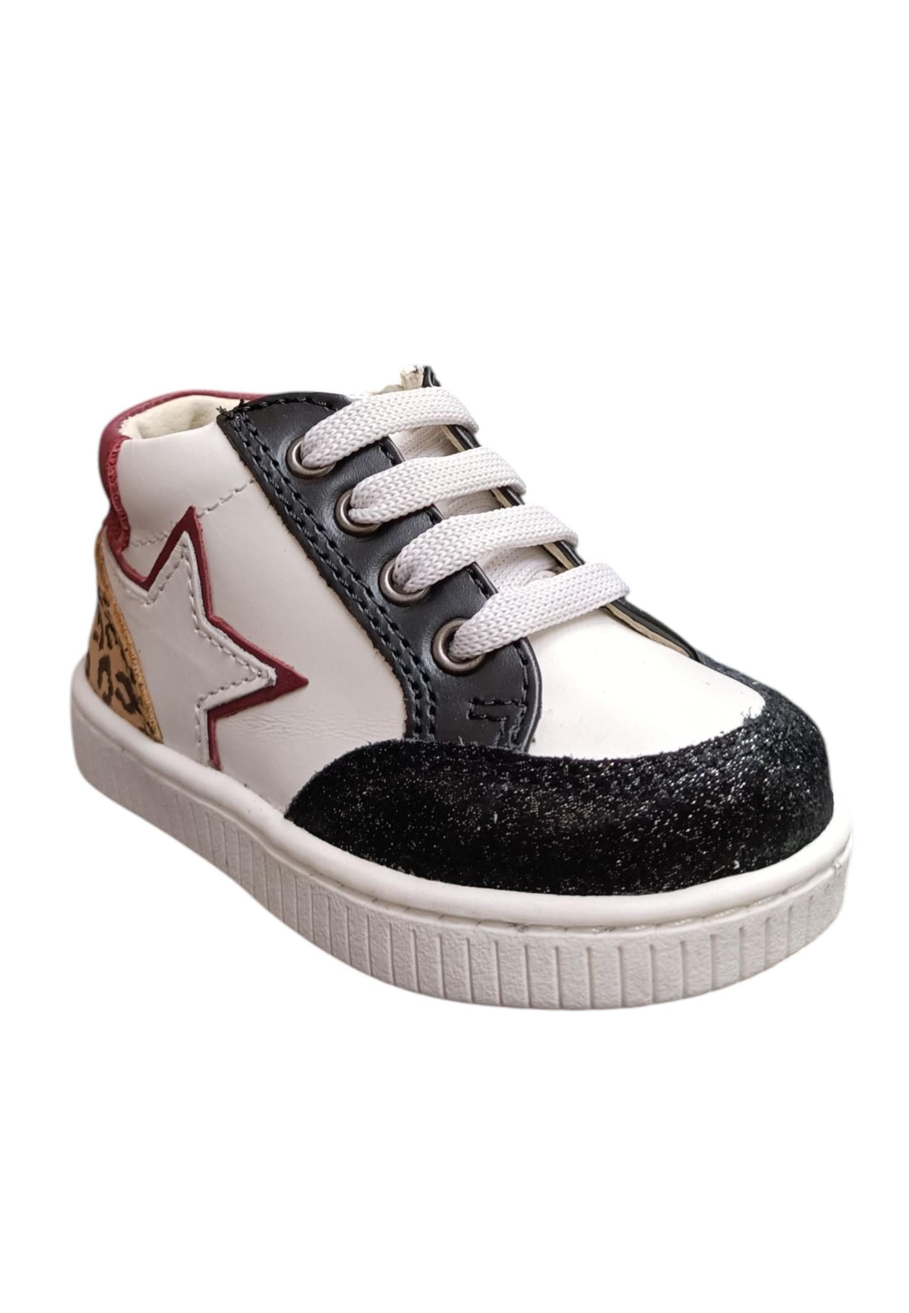 Sneakers primi passi bambina Balducci Cita bianco nero fucsia maculato pelle - Stile animalier con lacci in Ballerine Scarpetteria Gica - Trani, commercioVirtuoso.it