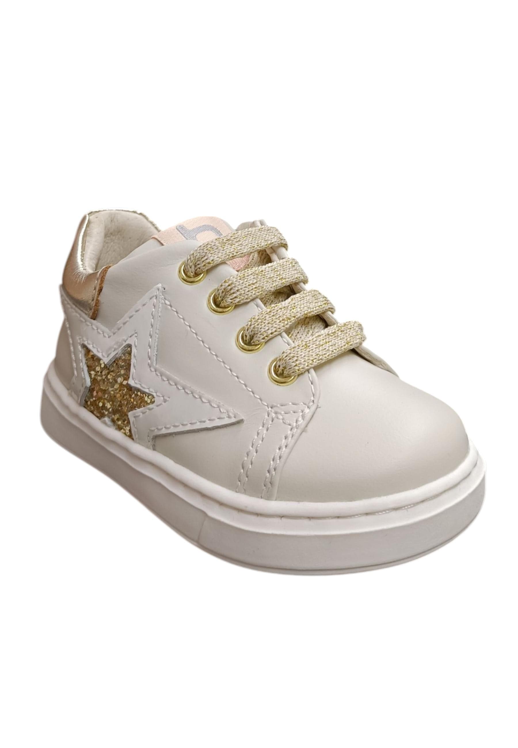 Sneakers primi passi bambina Balducci Cita bianco oro pelle - Eleganza preziosa con chiusura lacci in Ballerine Scarpetteria Gica - Trani, commercioVirtuoso.it