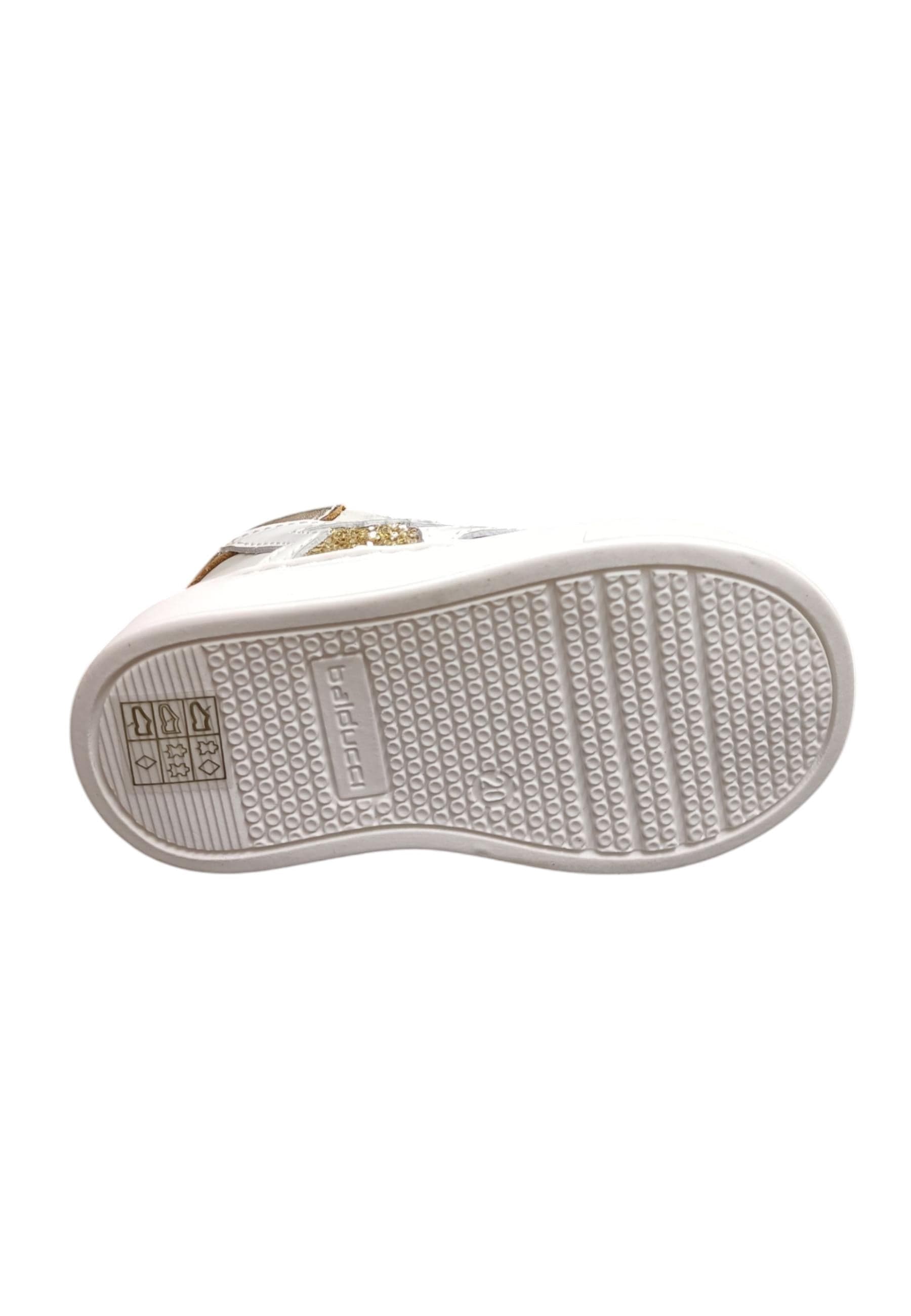 Sneakers primi passi bambina Balducci Cita bianco oro pelle - Eleganza preziosa con chiusura lacci - 5