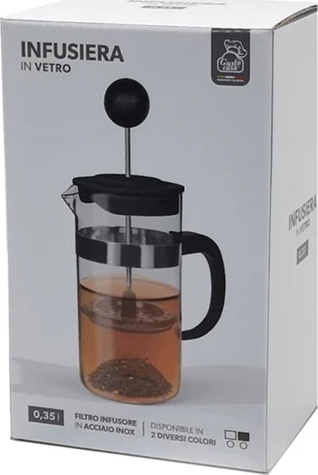 TISANIERA INFUSIERA IN VETRO CAPACITÀ 350ML FILTRO INFUSORE IN ACCIAIO INOX 2 COLORI - 5