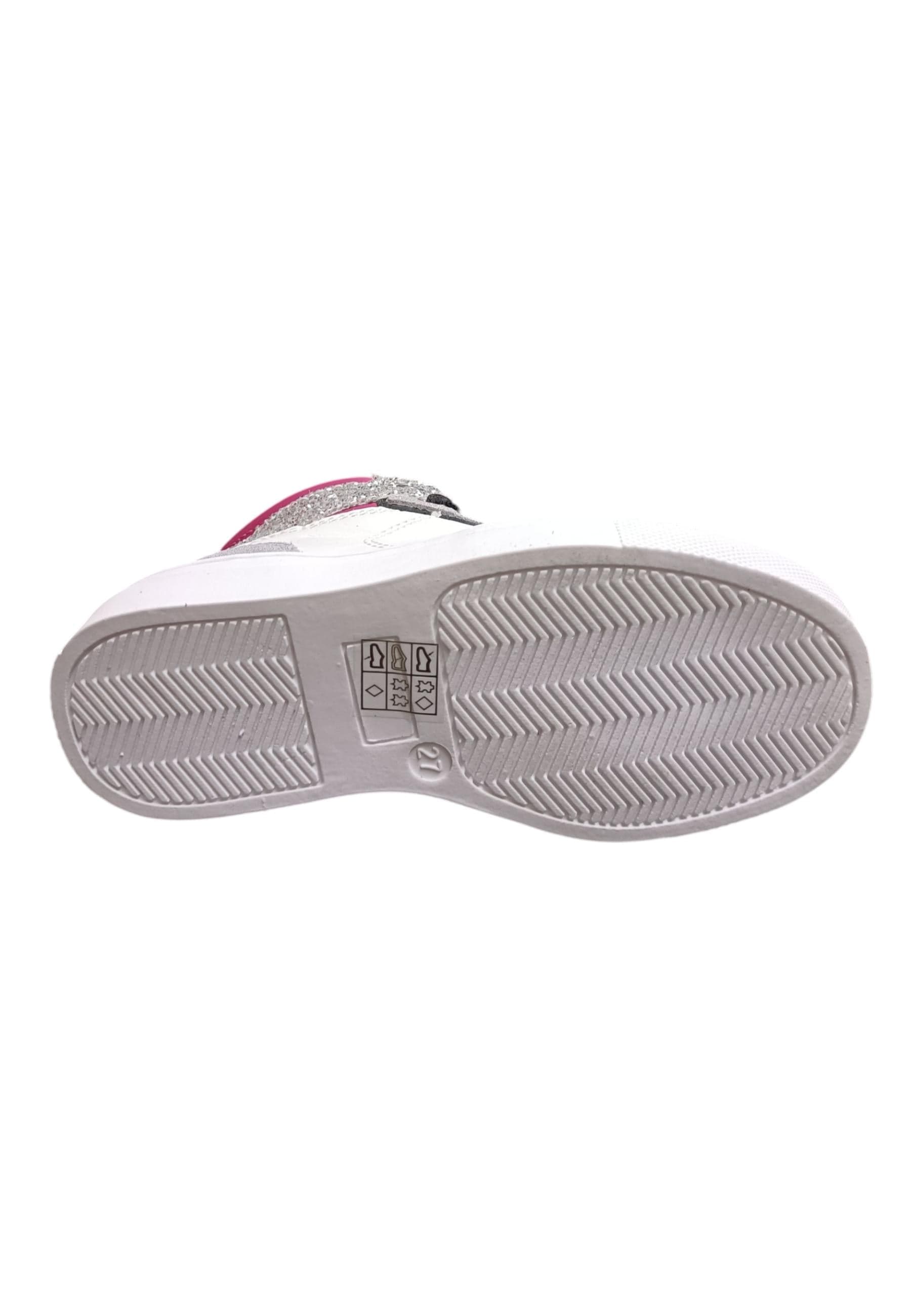 Sneakers bambina Balducci Butter bianco argento fucsia pelle - Glamour trendy con zip laterale - 5