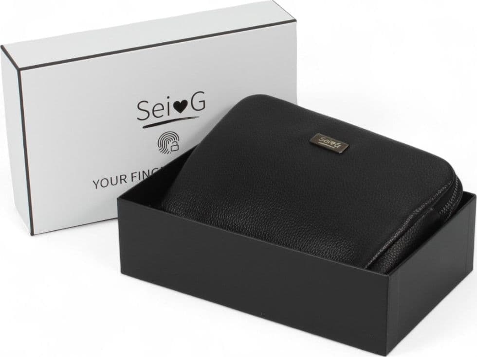 Sei G pochette nera da uomo con lucchetto ID - 11