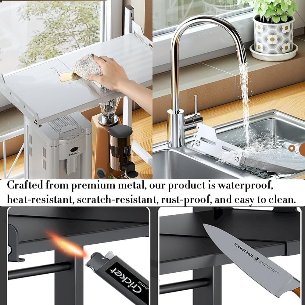 MENSOLA ESPANDIBILE PER FORNO A MICROONDE SCAFFALE CUCINA ORGANIZZATORE TAVOLO REGOLABILE - 6