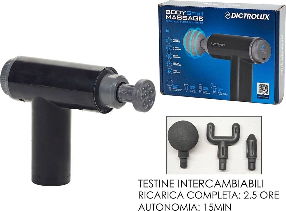 PISTOLA PER MASSAGGI VIBRAZIONI VIBRATORE A PERCUSSIONE MASSAGGIATORE MUSCOLARE 4 TESTINE - 2