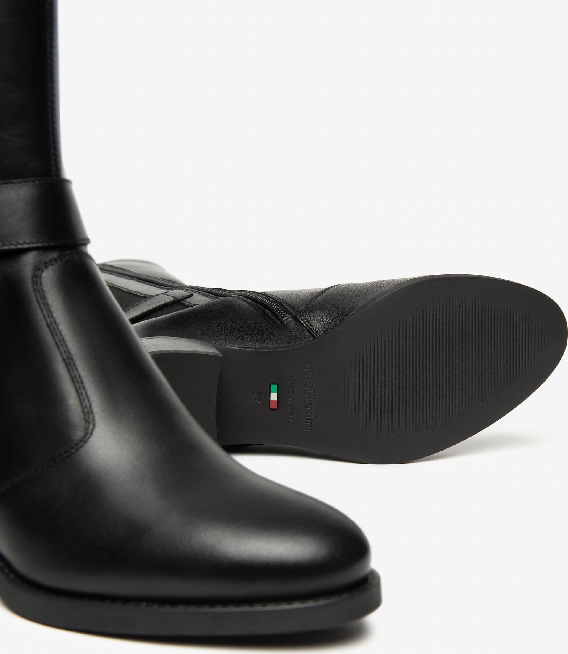 Nero Giardini stivali donna in pelle e tessuto nero I514643D100 - 4