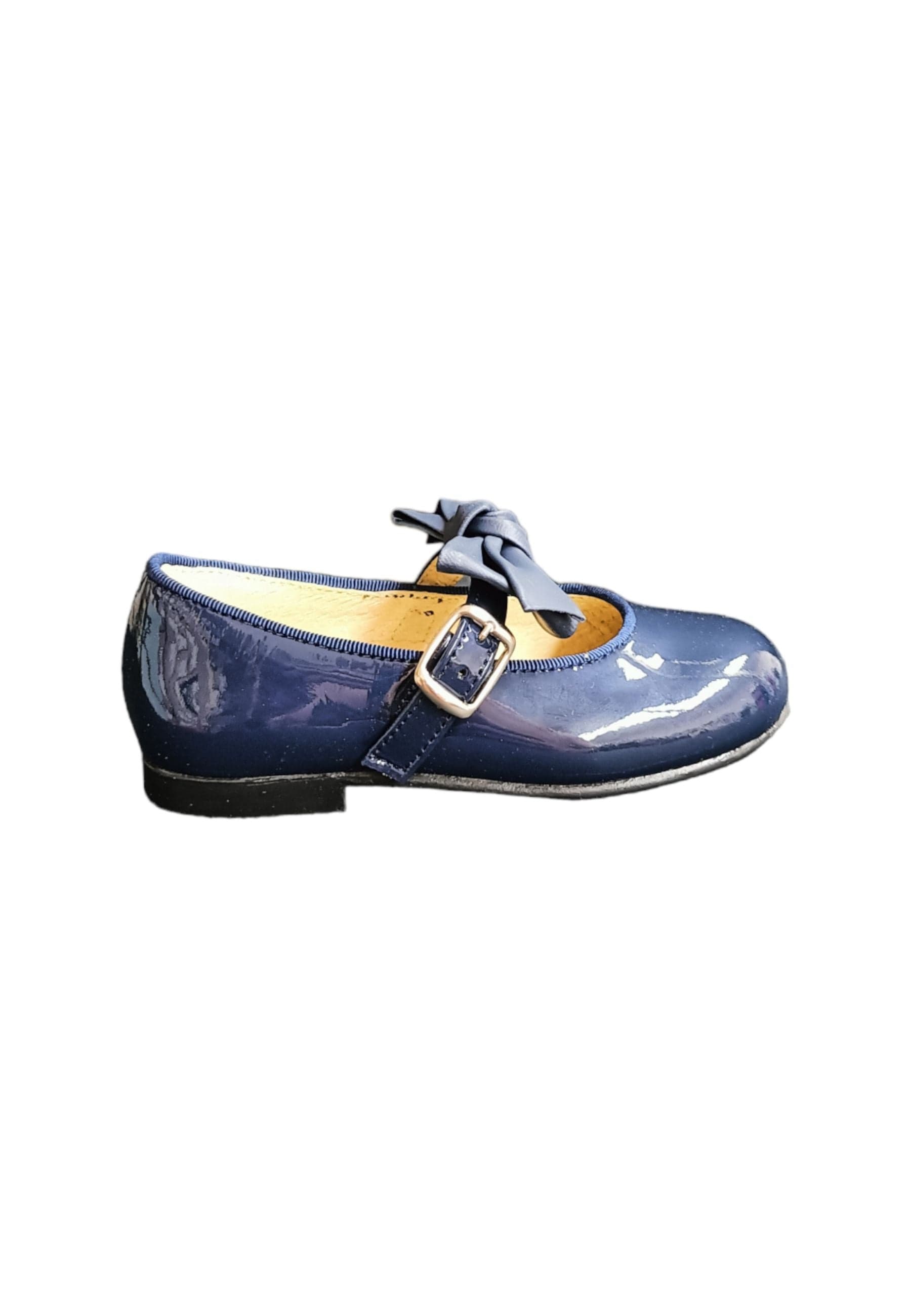 Ballerina bambino Panyno B2601 blu vernice fibbia fiocco estraibile elegance