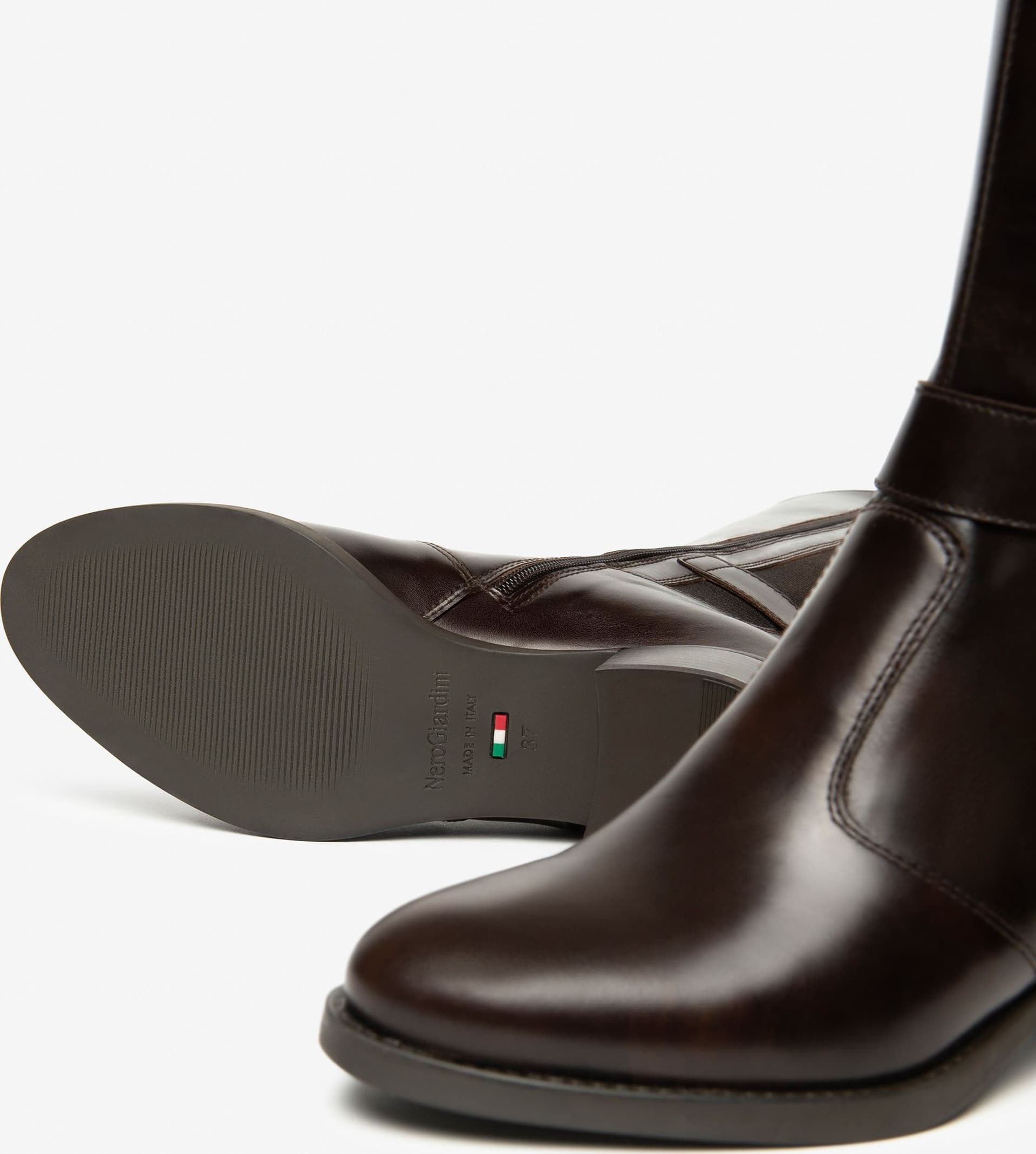 Nero Giardini stivali donna in pelle e tessuto t.moro I514644D300 - 4