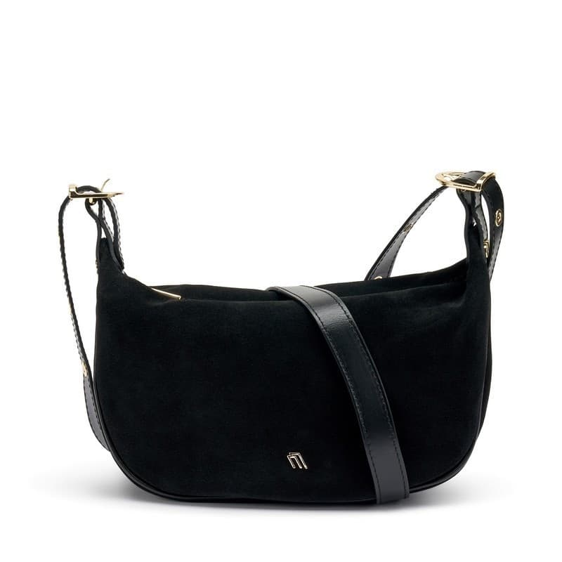 Frau Handbag in morbido suede nero B830 - 3