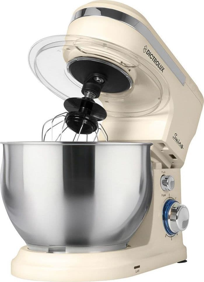 IMPASTATRICE PLANETARIA DA CUCINA 1000W 5LT CON COPERCHIO PARASCHIZZI 3 GANCI 6 VELOCITÀ - 11