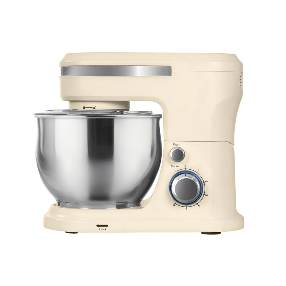 IMPASTATRICE PLANETARIA DA CUCINA 1000W 5LT CON COPERCHIO PARASCHIZZI 3 GANCI 6 VELOCITÀ - 12