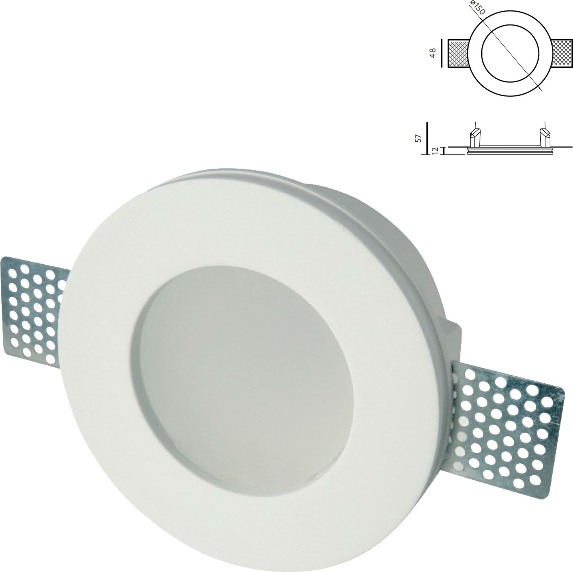 *STOCK* n.10 Portafaretto In Gesso Ceramico ad incasso Diametro 170 con Vetro 40W GU10 IP20 - Eternal Parquet