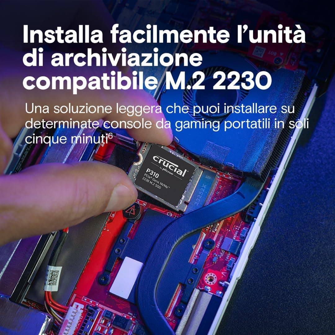 Crucial P310 Ssd Interno 2TB PCIe Gen4 NVMe 2230 M.2 CT2000P310SSD2 - 2