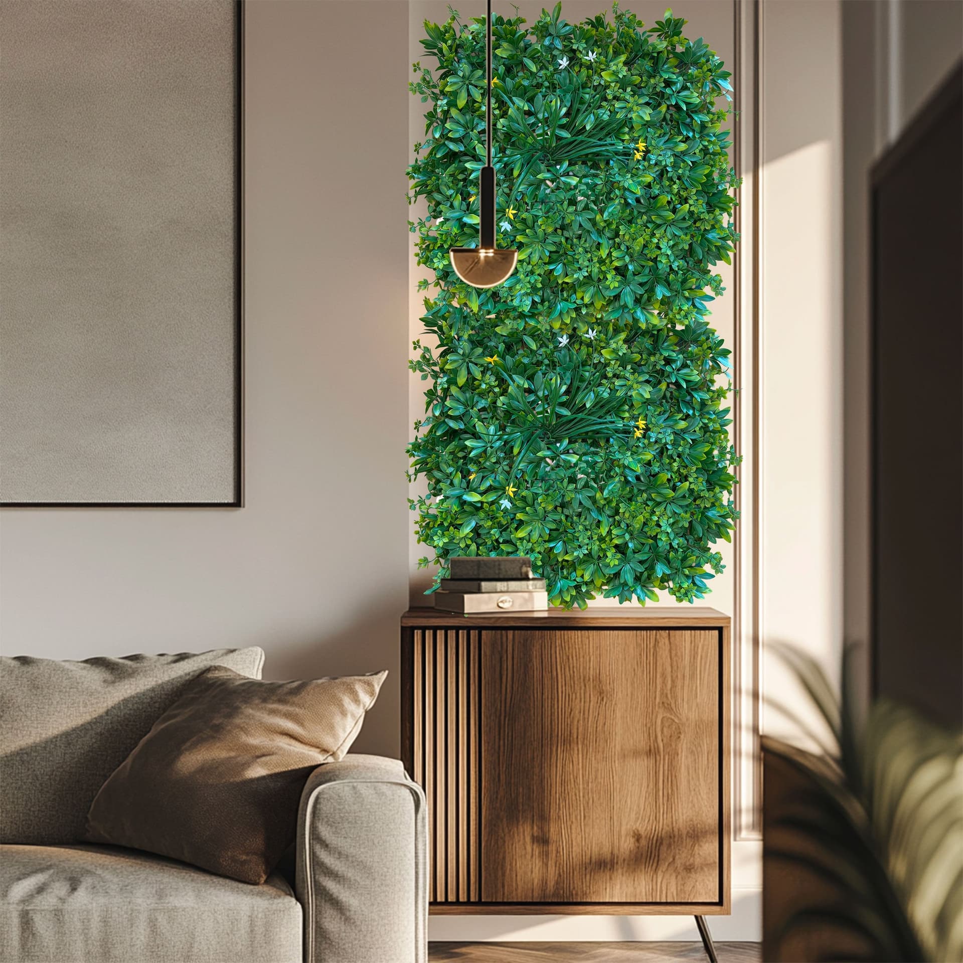 Pannelli Verde Verticale 50×50 cm Ultra-realistici e folti, per interno/esterno GIARDINO MISTO - Eternal Parquet - Eternal Parquet