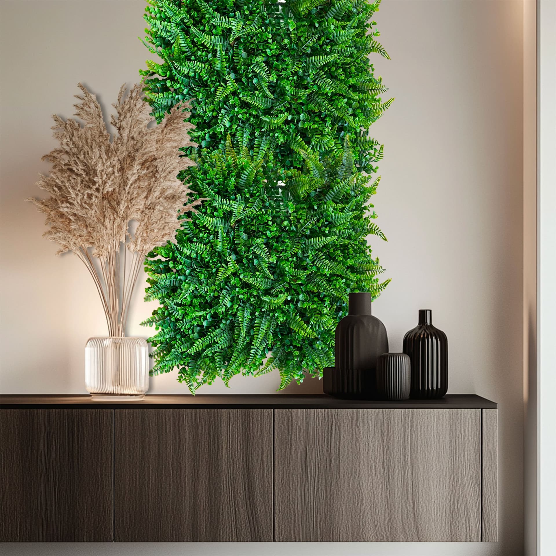 Pannelli Verde Verticale 50×50 cm Ultra-realistici e folti, per interno/esterno FELCI E BOSSO - Eternal Parquet - Eternal Parquet