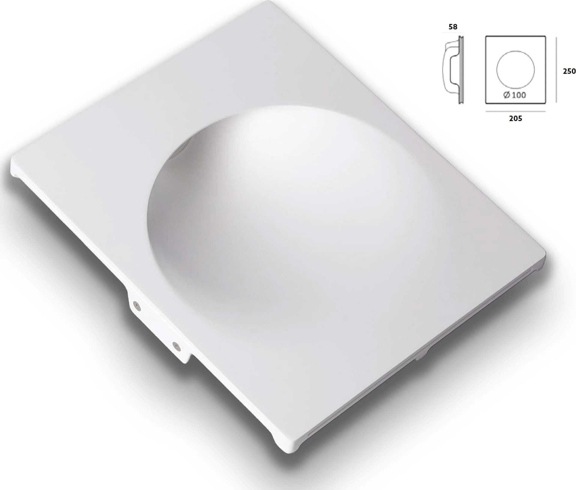 *STOCK* Portafaretto In Gesso Ceramico ad incasso GHOST 250x210x50mm foro 10cm 40W GU10 IP20 - Eternal Parquet