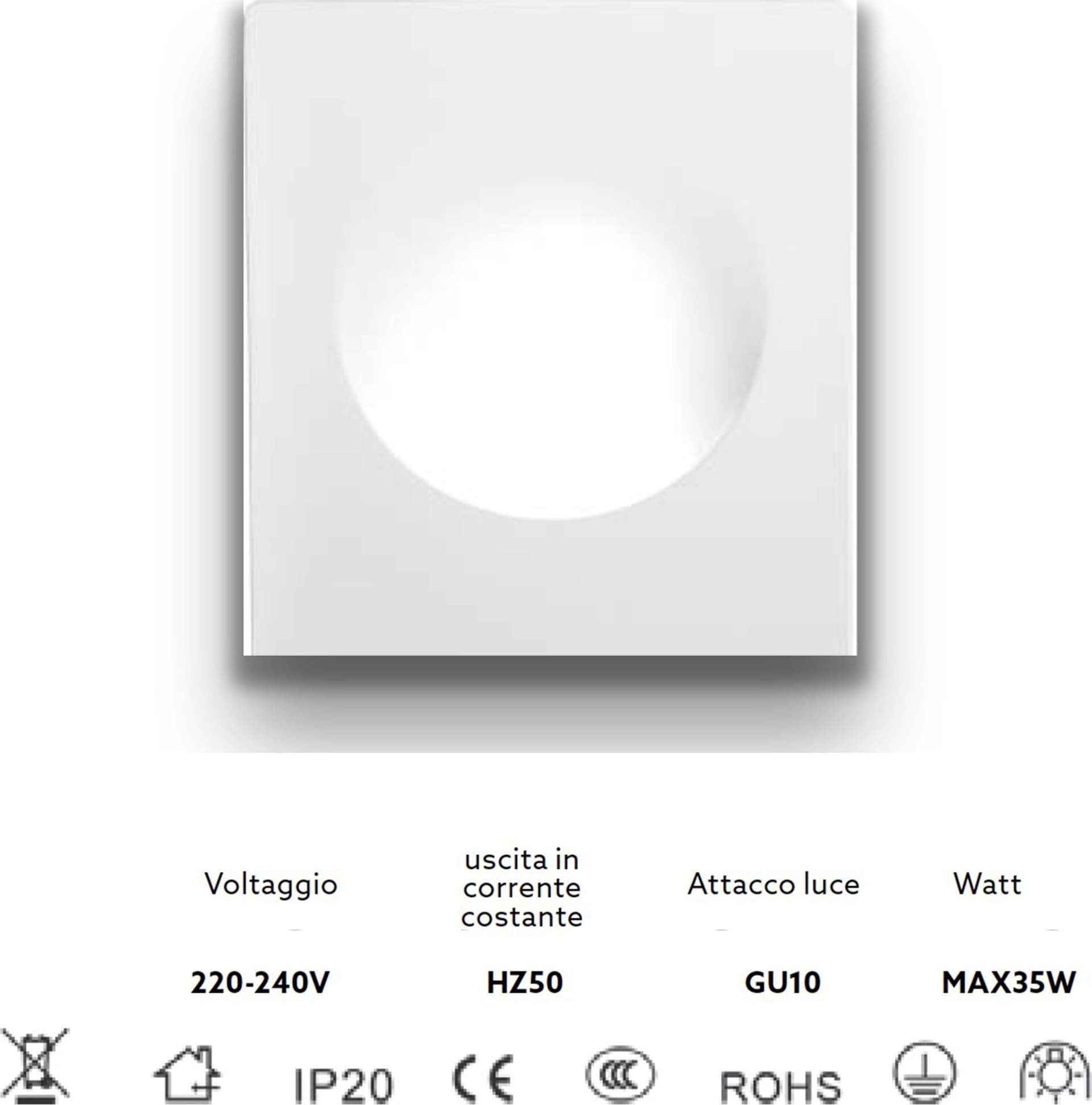 *STOCK* Portafaretto In Gesso Ceramico ad incasso GHOST 350x290x75mm foro 13cm 40W GU10 IP20 - Eternal Parquet