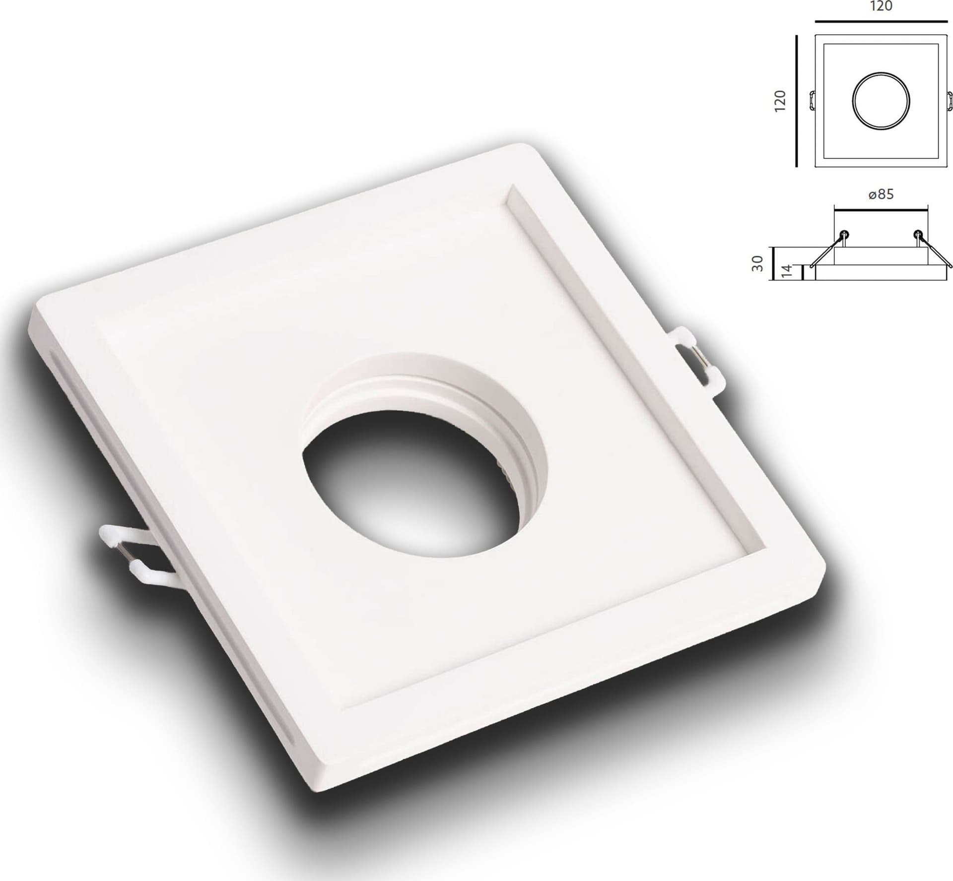 *STOCK* Portafaretto In Gesso Ceramico ad incasso 120x120x45mm foro tondo 40W GU10 IP20 - Eternal Parquet