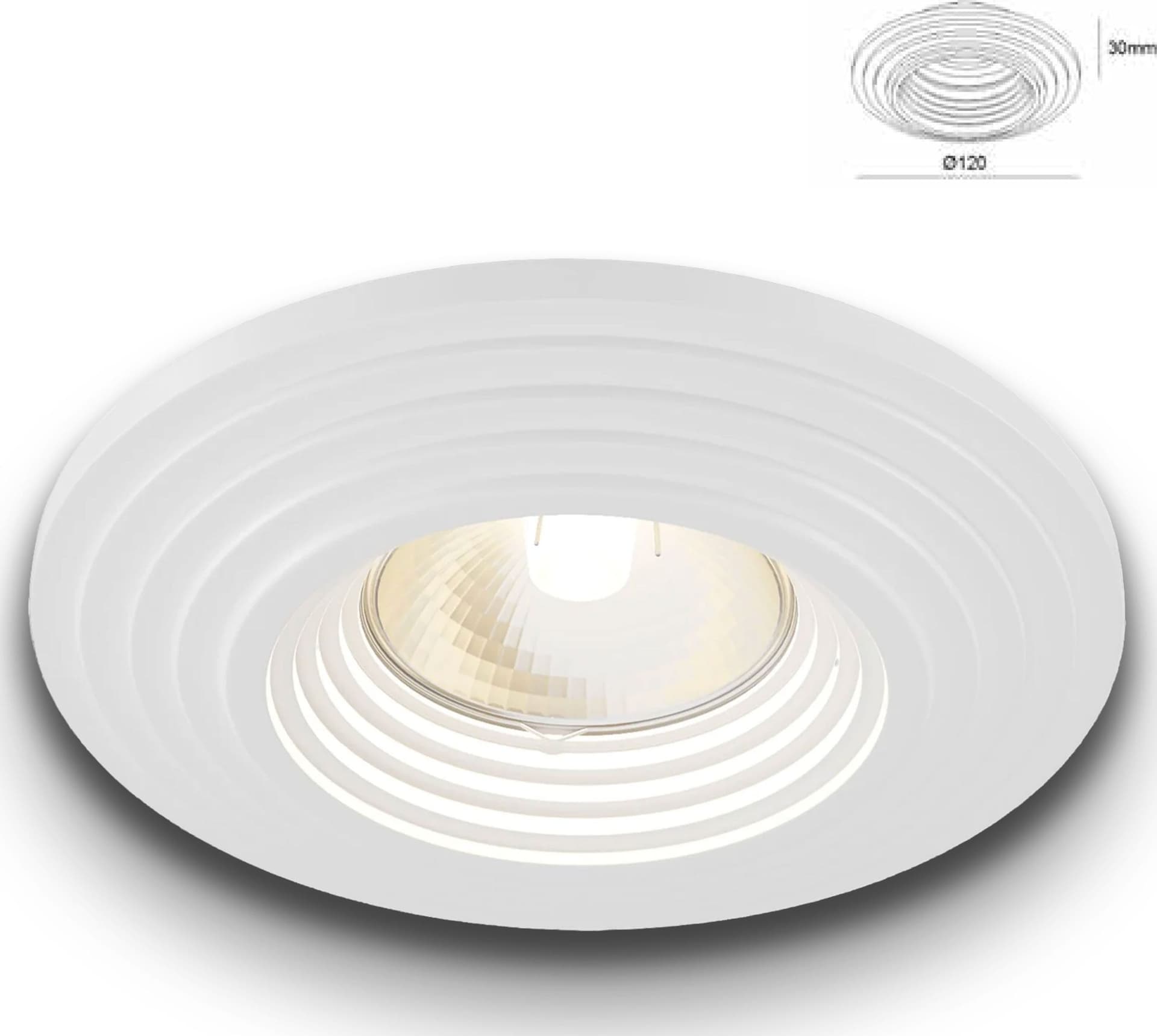 *STOCK* n.10 Portafaretti In Gesso Ceramico spirale ad incasso Diametro 120  35W GU10 IP20 - Eternal Parquet