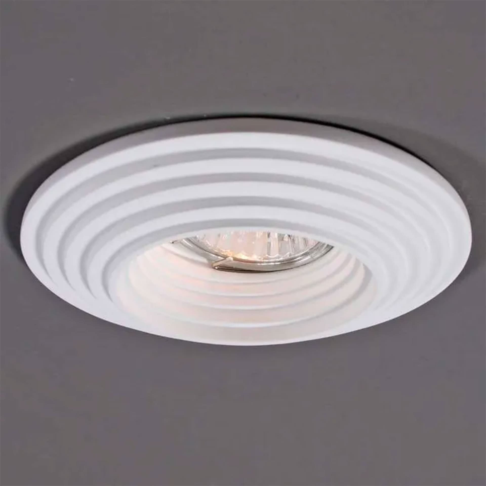 *STOCK* n.10 Portafaretti In Gesso Ceramico spirale ad incasso Diametro 120  35W GU10 IP20 - Eternal Parquet