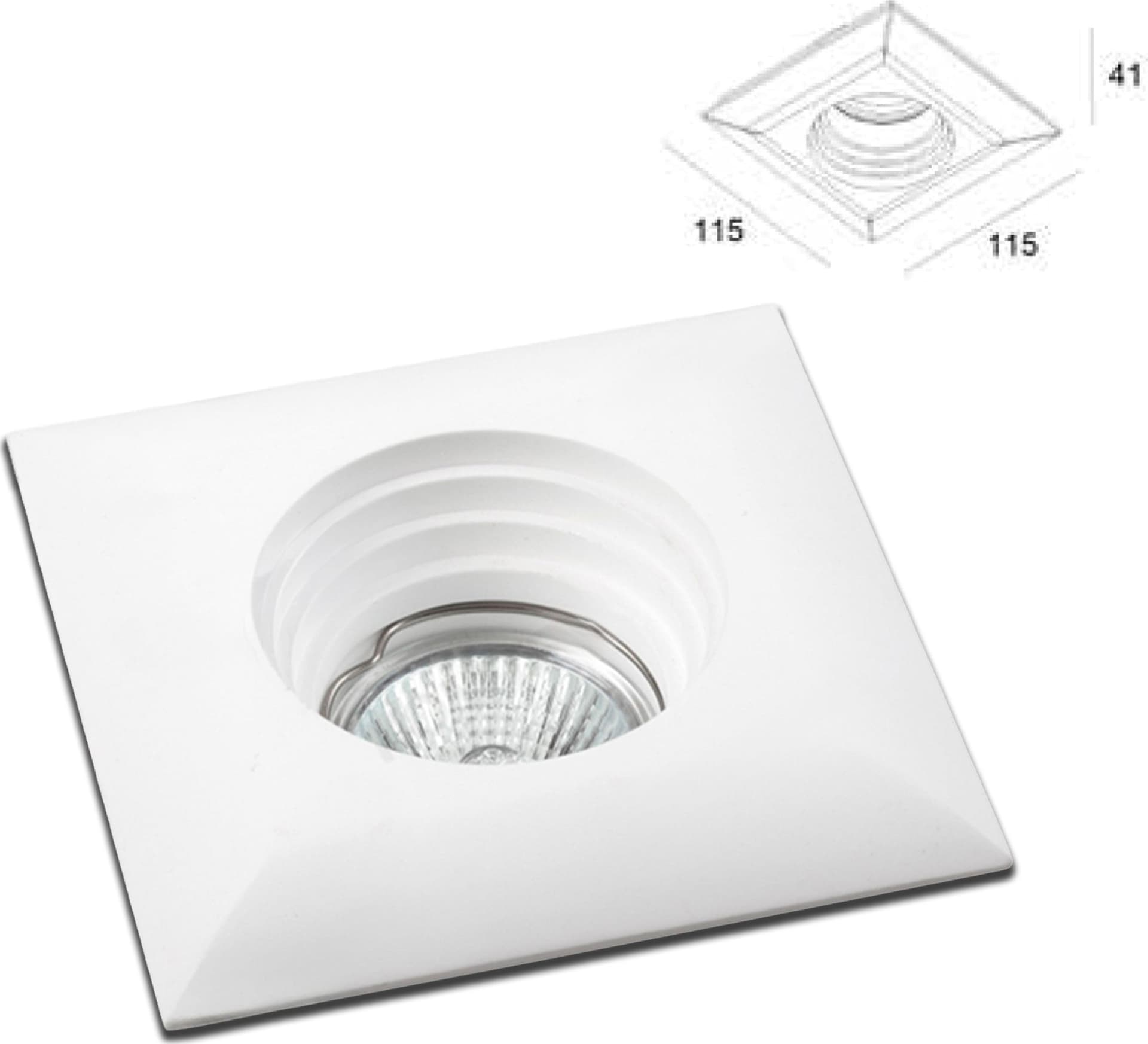 *STOCK* 10 Portafaretti In Gesso Ceramico ad incasso 115x115x41mm foro tondo 35W GU10 IP20 - Eternal Parquet