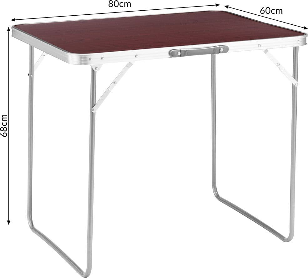 Tavolo Campeggio Picnic con Maniglia Effetto Legno 60x80x68cm Pieghevole Esterni - 5