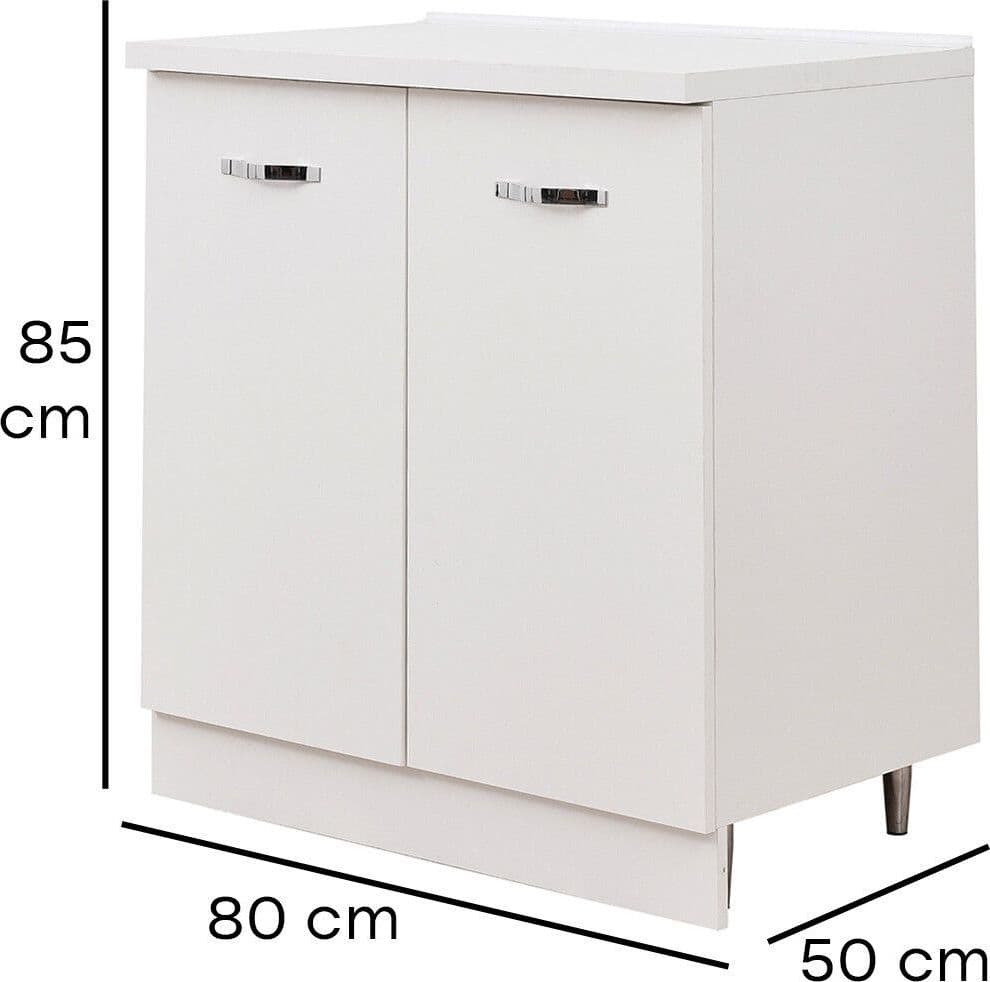 Mobile Base per Cucina Componibile Minimal Colore Bianco con 2 Ante 2 Scomparti - 5