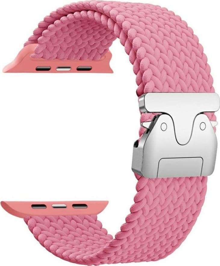 cinturino apple watch nylon intrecciato regolabile rosa 42/44/45/49 mm