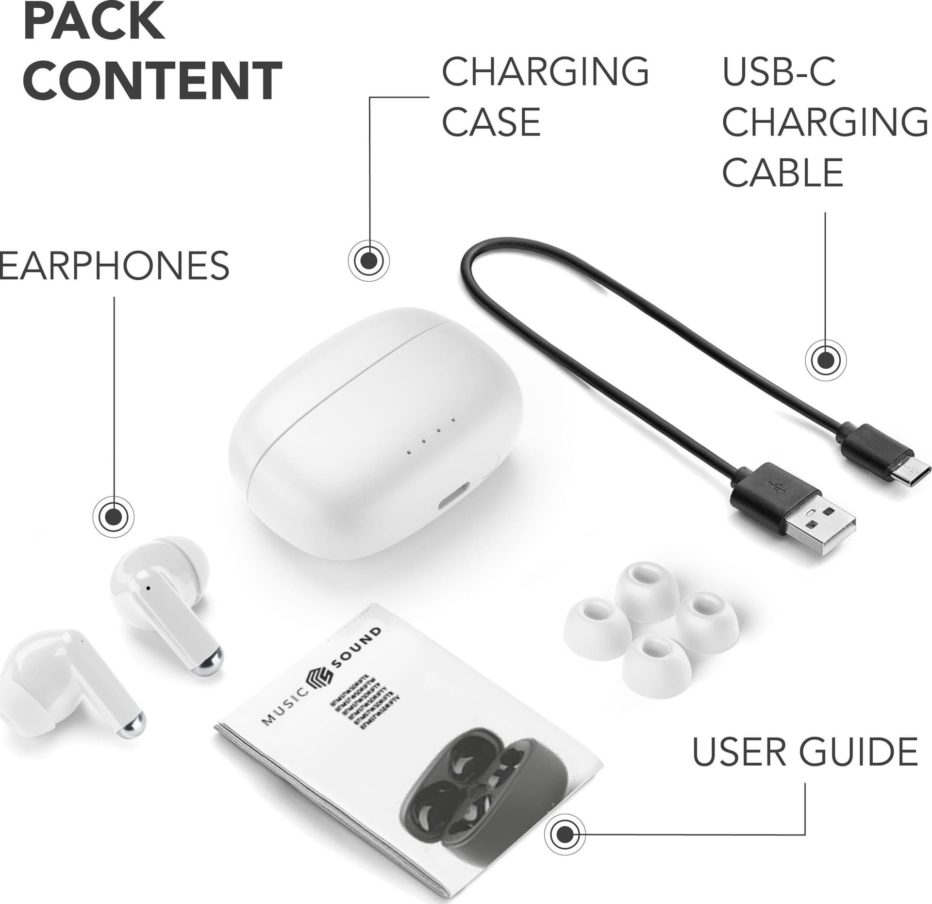 auricolare bt tws in ear bianco - 4