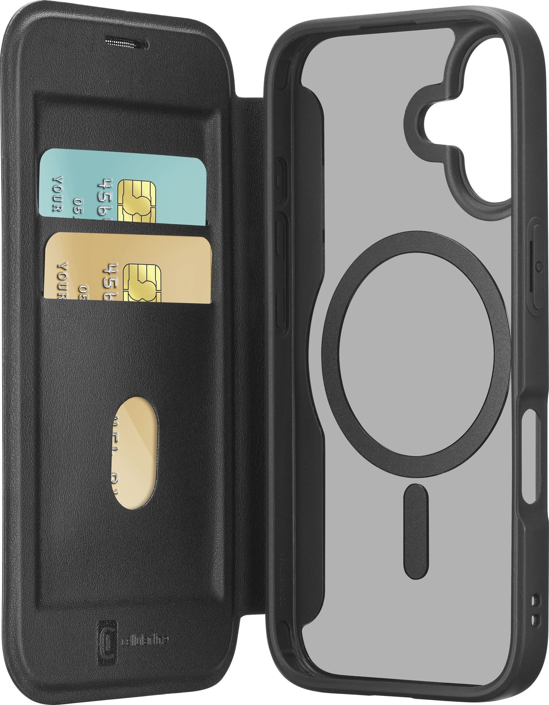 custodia a libro iphone 17 nera con porta carte di credito magsafe - 2