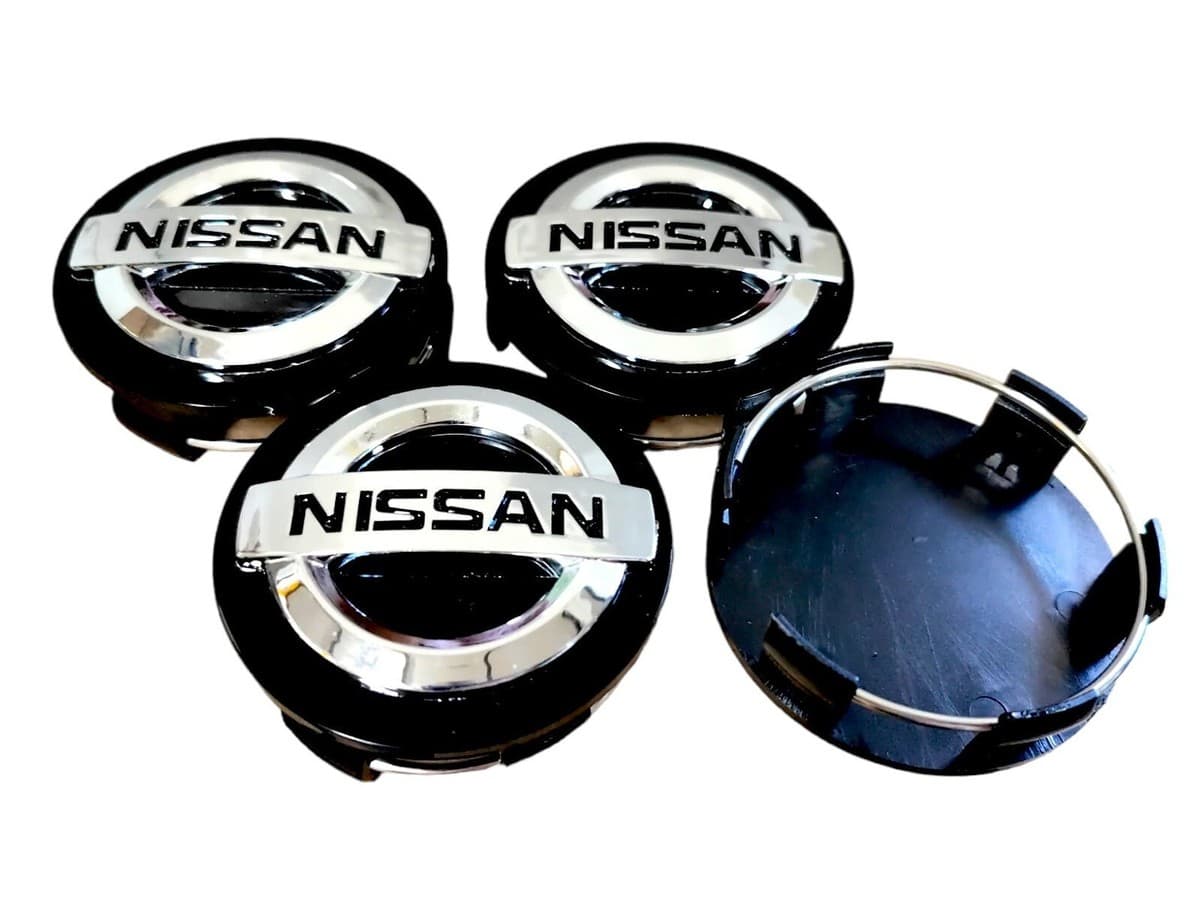 4 Coprimozzo Tappi Nissan Nero Juke Micra Patrol Navara 60mm Compatibile Borchie Ruote - 3