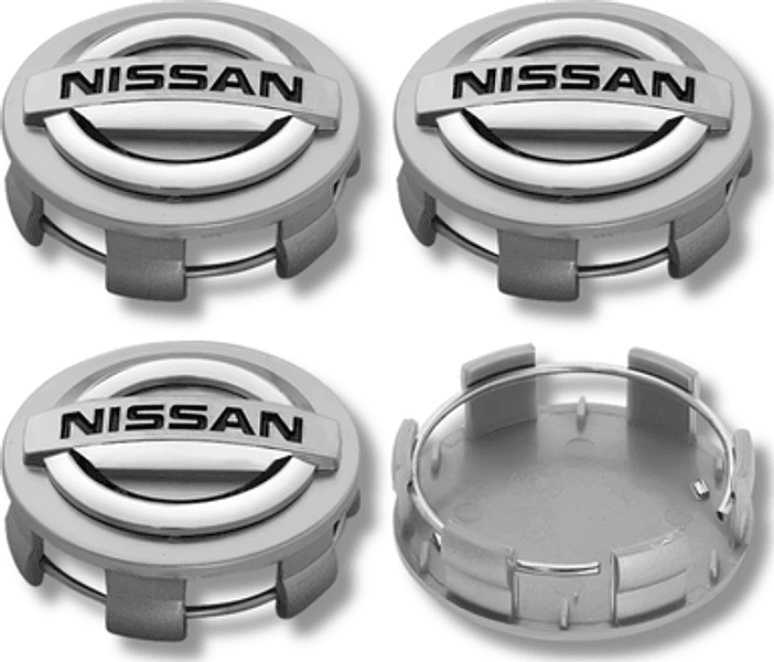 SET 4 Coprimozzo Tappi Nissan Juke Micra Navara Leaf 60mm Compatibile GRIGIO Cromato Borchie Ruote - 3