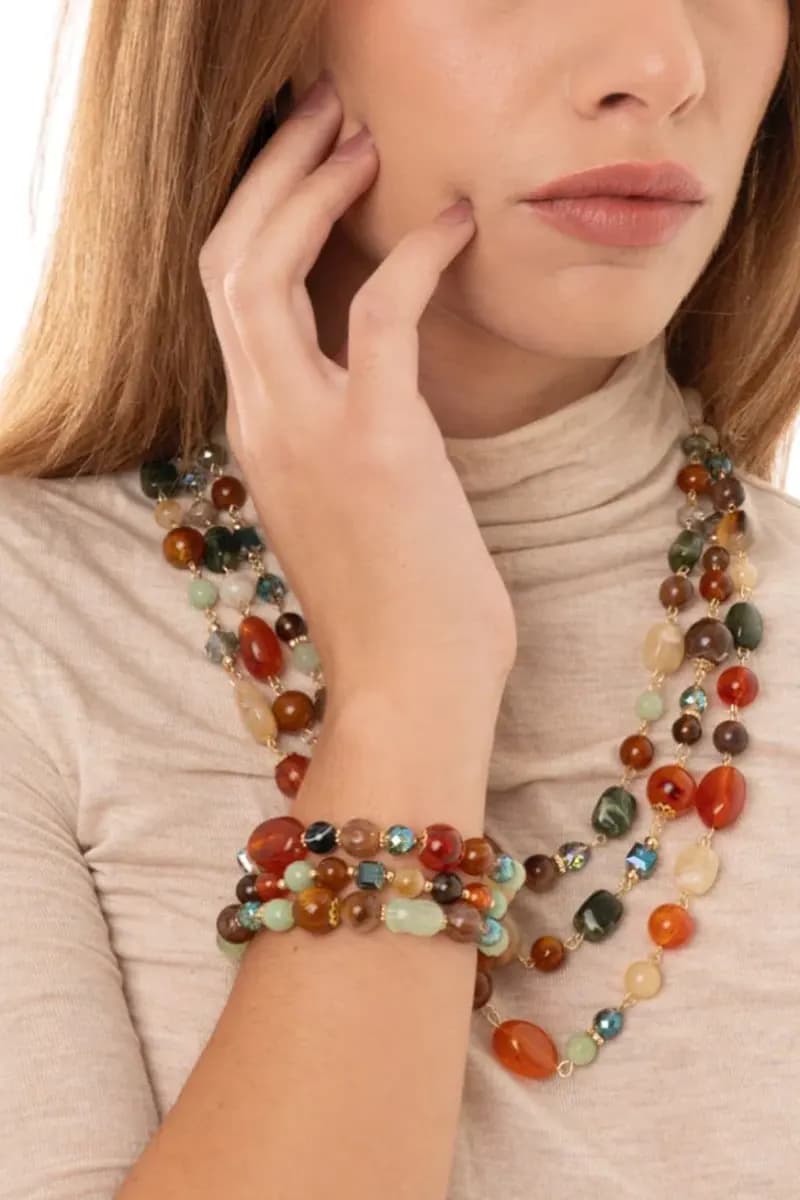 MYA ACCESSORIES | Bracciale elastico tre linee con pietre - 4