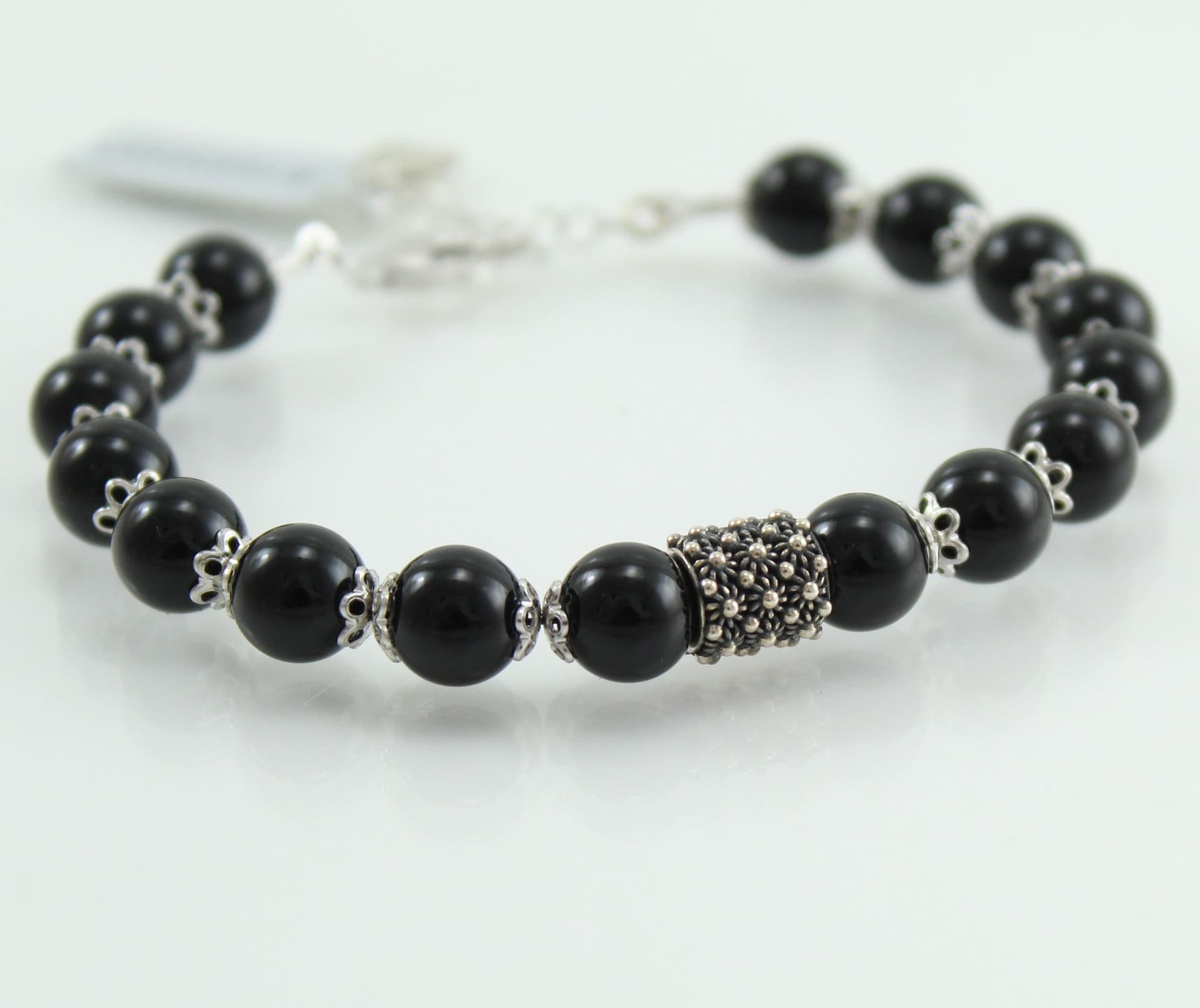 Bracciale Su Coccu Shardana Onice 8 mm Argento - 2