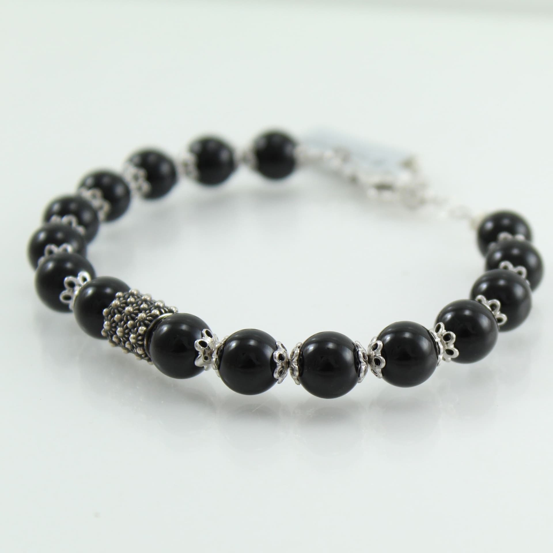 Bracciale Su Coccu Shardana Onice 8 mm Argento - 3