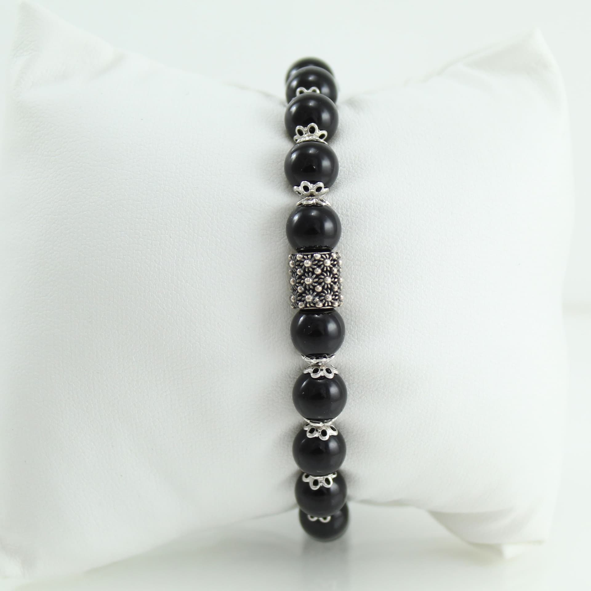 Bracciale Su Coccu Shardana Onice 8 mm Argento - 4