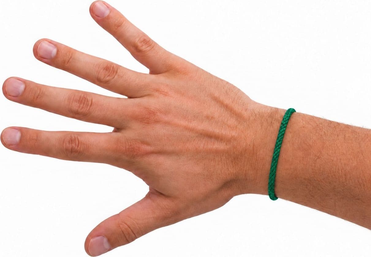 Bracciale verde portafortuna Sardegna sagola con finali in oro giallo in Bracciali Gioielleria Saba - Dolianova, commercioVirtuoso.it