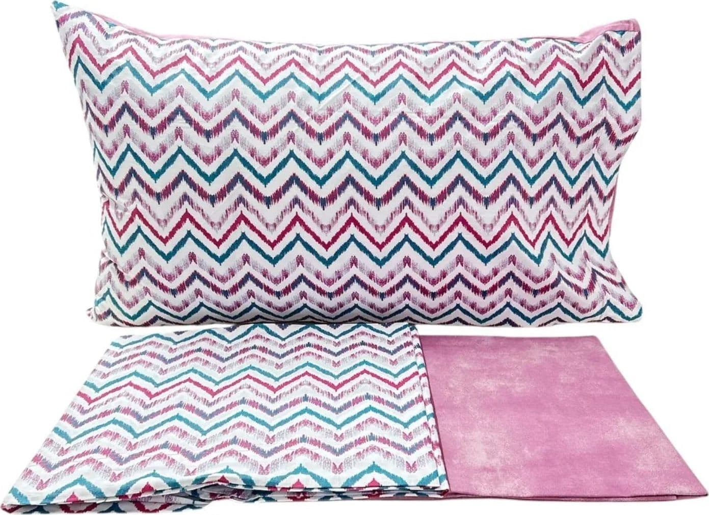 Completo Lenzuola Casa Giulia Chevron 1 Piazza e 1/2 Percalle di Cotone - 3