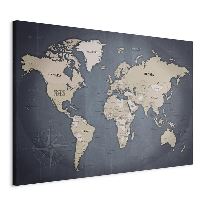 Quadro  World Map: Shades of Grey - 8
