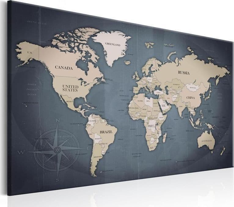 Quadro  World Map: Shades of Grey - 2