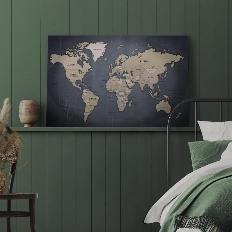 Quadro  World Map: Shades of Grey - 3