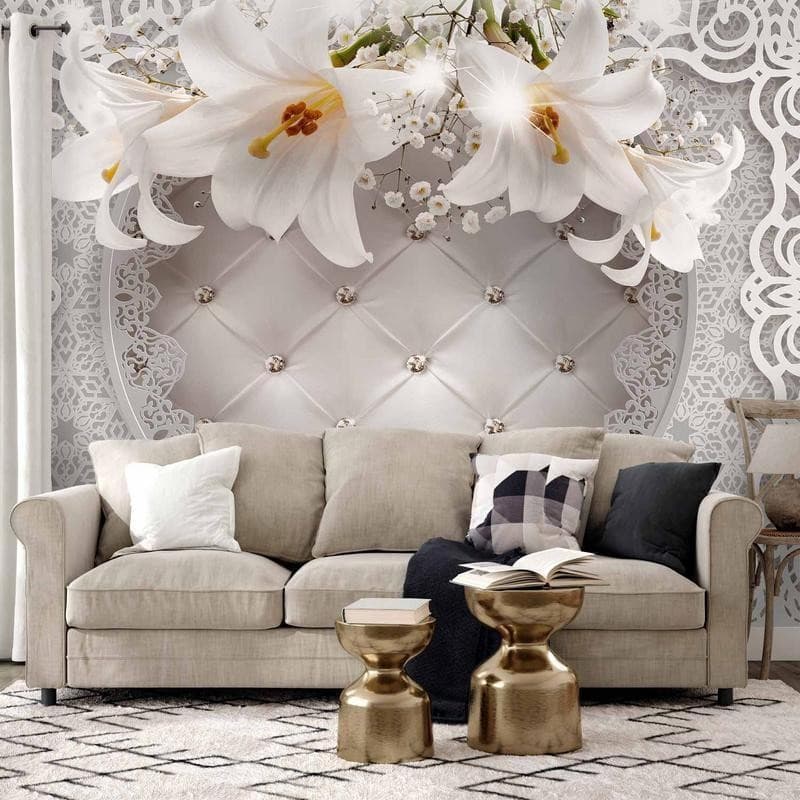 Fotomurale  Lilies and Quilted Background - 13
