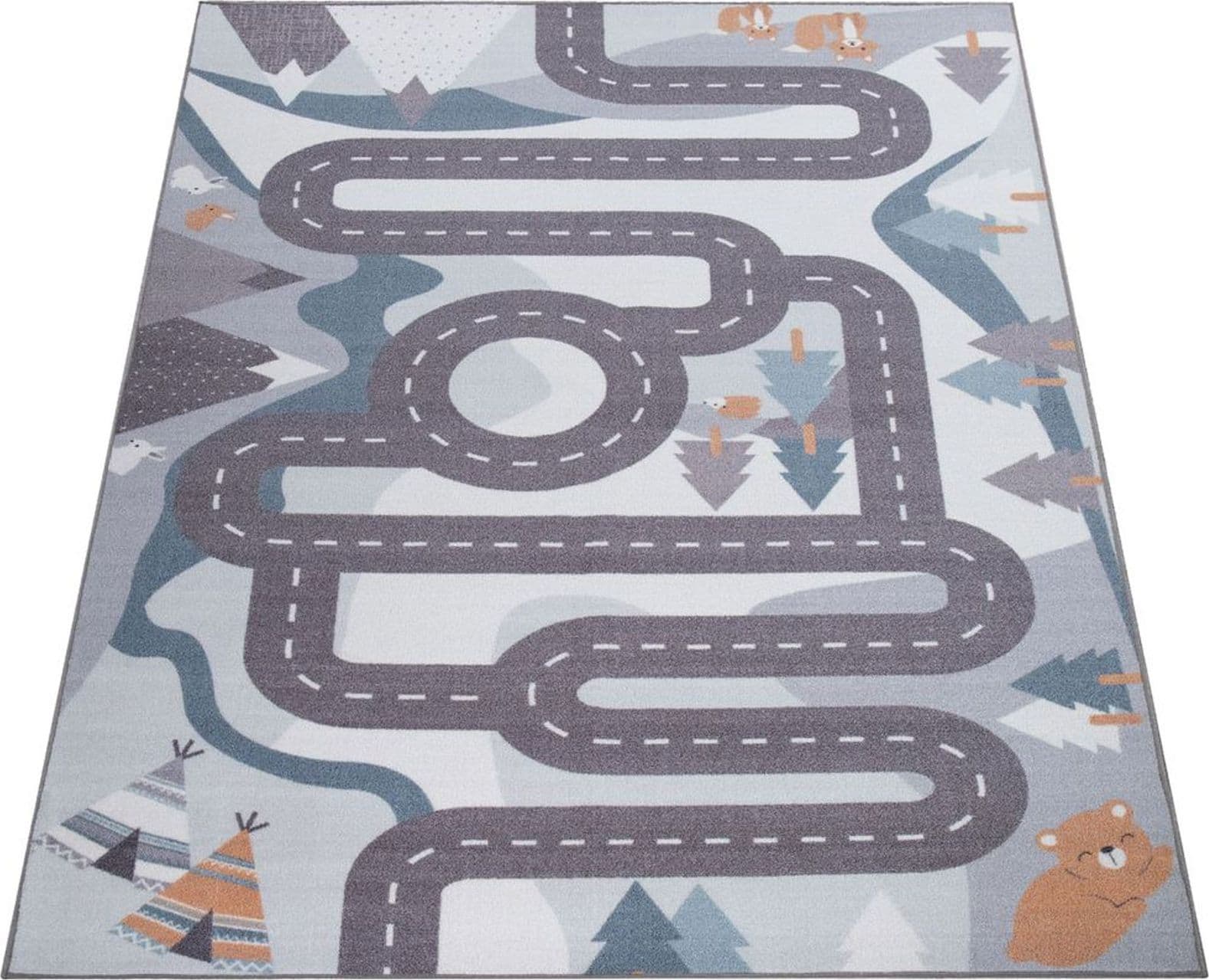 Tappeto Bimbi Motivo Strade Colore Crema - 4