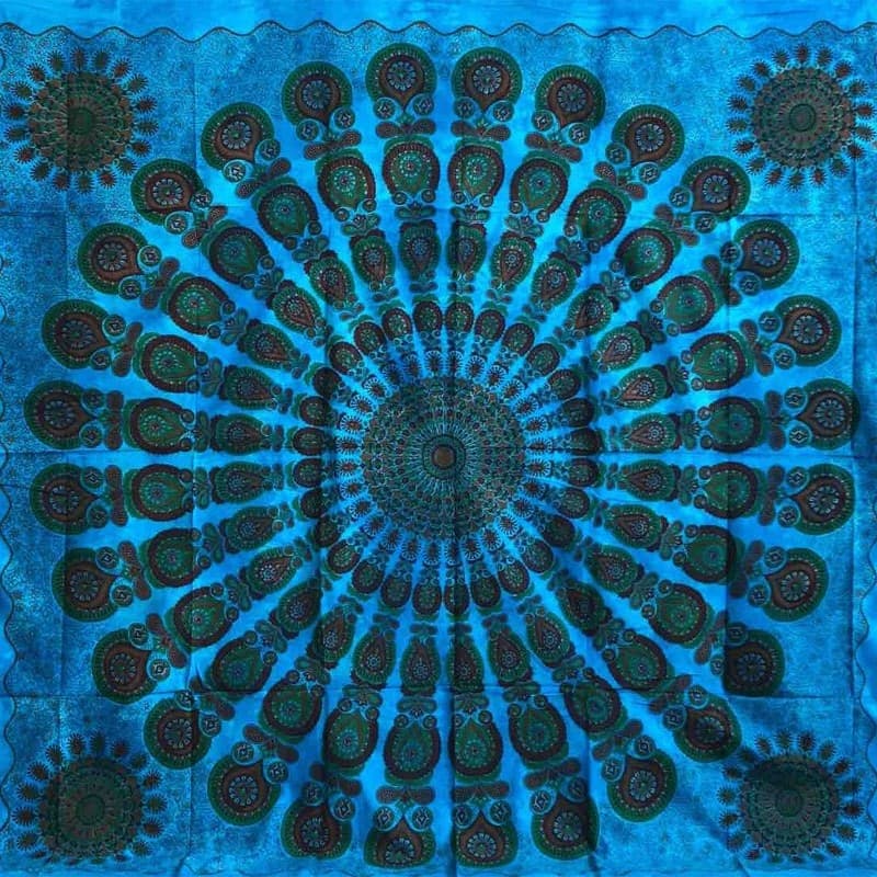 Granfoulard Copritutto in Puro Cotone con frange Mandala 210x240 cm - 3