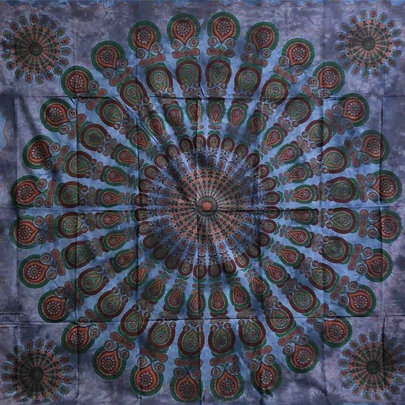 Granfoulard Copritutto in Puro Cotone con frange Mandala 210x240 cm - 4