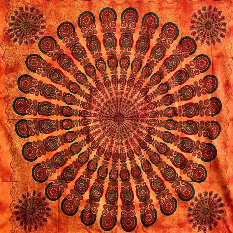 Granfoulard Copritutto in Puro Cotone con frange Mandala 210x240 cm - 5